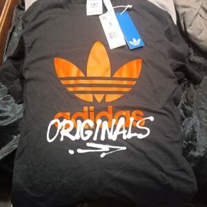 Adidas Originals Black Tee with Orange Logo